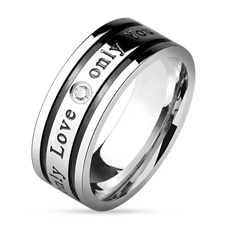 Кольцо из стали TATIC R-M4582 для влюбленных с фианитом