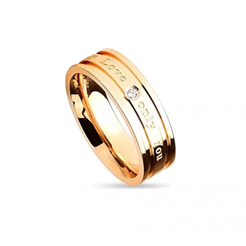 Кольцо из стали TATIC R-M4582 для влюбленных с фианитом