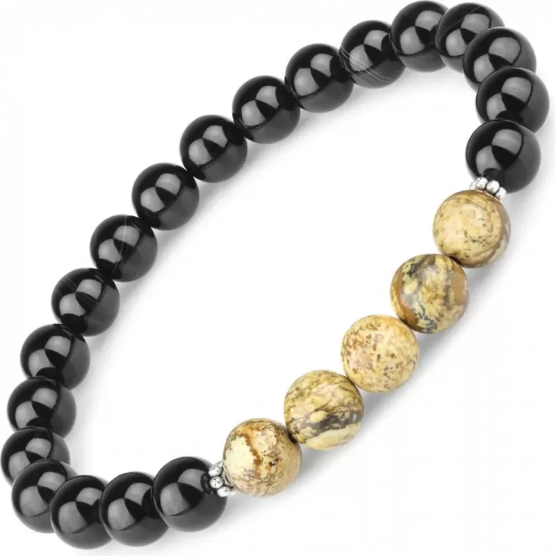 Браслет на резинке Everiot Select LNS-8090 из яшмы и оникса