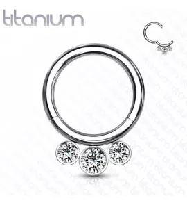 Кольцо кликер из титана с фианитами Pirslab RHT51 серьга для пирсинга септума, трагуса и хеликса, брови, губ (диаметр от 8 мм до 10 мм)