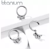 Кольцо кликер из титана с фианитами Pirslab RHT51 серьга для пирсинга септума, трагуса и хеликса, брови, губ (диаметр от 8 мм до 10 мм)
