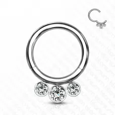 Кольцо кликер из титана с фианитами Pirslab RHT51 серьга для пирсинга септума, трагуса и хеликса, брови, губ (диаметр от 8 мм до 10 мм)
