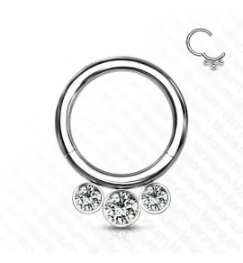 Кольцо кликер из титана с фианитами Pirslab RHT51 серьга для пирсинга септума, трагуса и хеликса, брови, губ (диаметр от 8 мм до 10 мм)