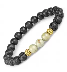 Мужской браслет из лавы (базальта) на резинке MRJ-BSR62M