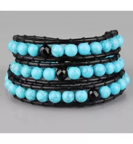 Широкий браслет-намотка Everiot Select LNS-3070 из бирюзы в три оборота