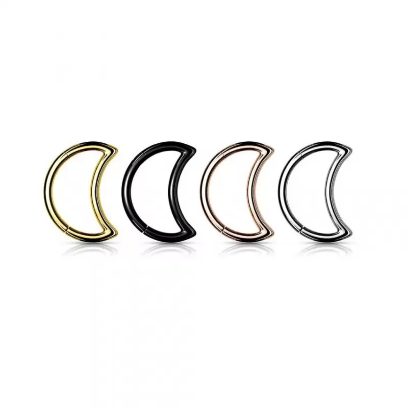 Кольцо кликер месяц из титана Pirslab RHT84 серьга для пирсинга септума носа, брови, хряща уха, хеликса, трагуса