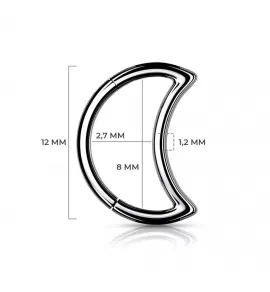 Кольцо кликер месяц из титана Pirslab RHT84 серьга для пирсинга септума носа, брови, хряща уха, хеликса, трагуса