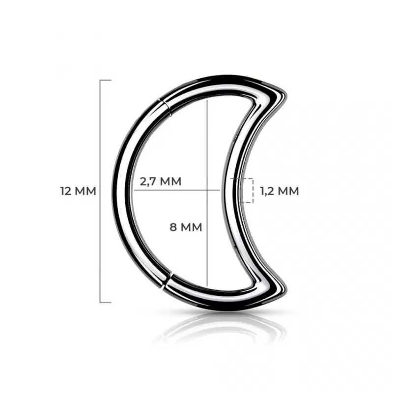 Кольцо кликер месяц из титана Pirslab RHT84 серьга для пирсинга септума носа, брови, хряща уха, хеликса, трагуса