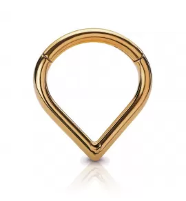 Кольцо кликер из стали "капля" PiercedFish PC61 серьга для пирсинга септума, трагуса и хеликса, брови, губ, сосков, пупка, розовое золото
