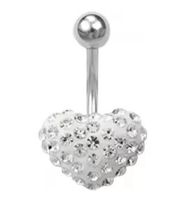 Серьга банан для пирсинга пупка Everiot AAB-49TBSH из стали с "Сердцем" и фианитами