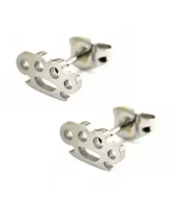 Маленькие серьги-гвоздики (пусеты) из стали Everiot SE-ZS-2011 в форме кастета