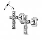 Серьги-гвоздики TATIC SE3033-ST  из стали, серебристые в форме креста
