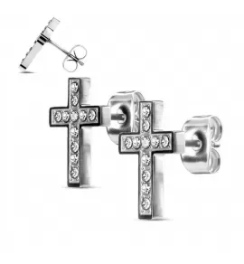 Серьги-гвоздики TATIC SE3033-ST  из стали, серебристые в форме креста