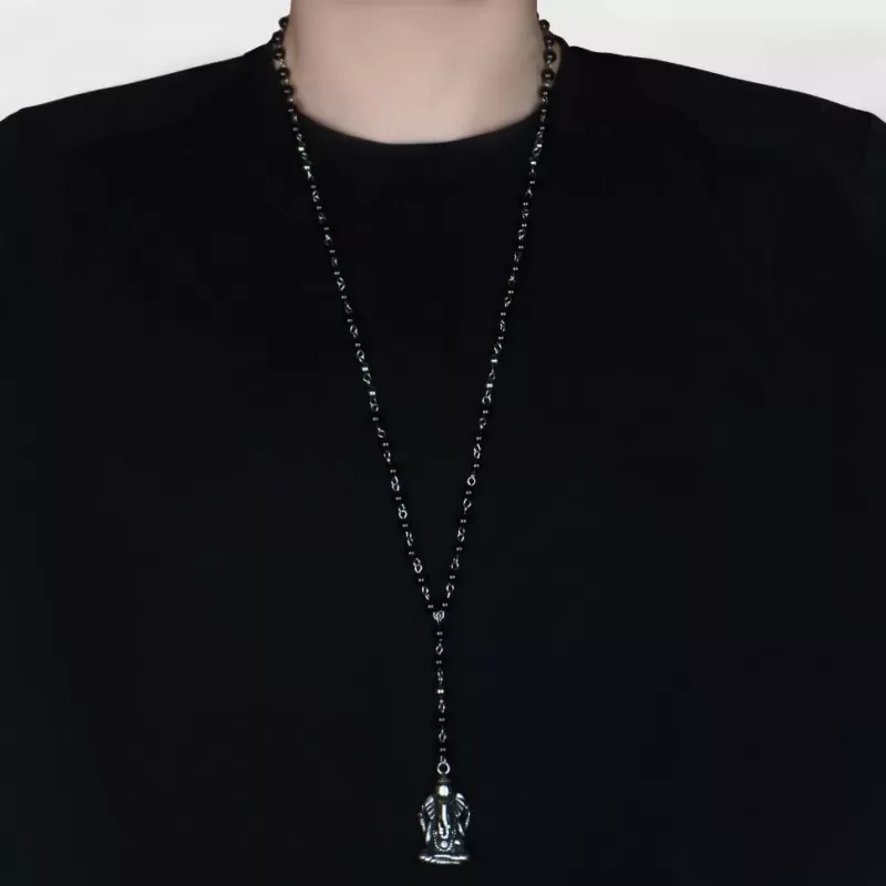 Розарий из агата и гематита с подвеской Ганеша Everiot Select LNS-2102