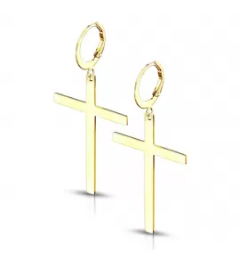 Женские серьги-кольца из стали с подвесками "Кресты" TATIC SE3652