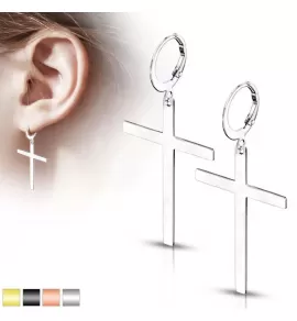 Женские серьги-кольца из стали с подвесками "Кресты" TATIC SE3652