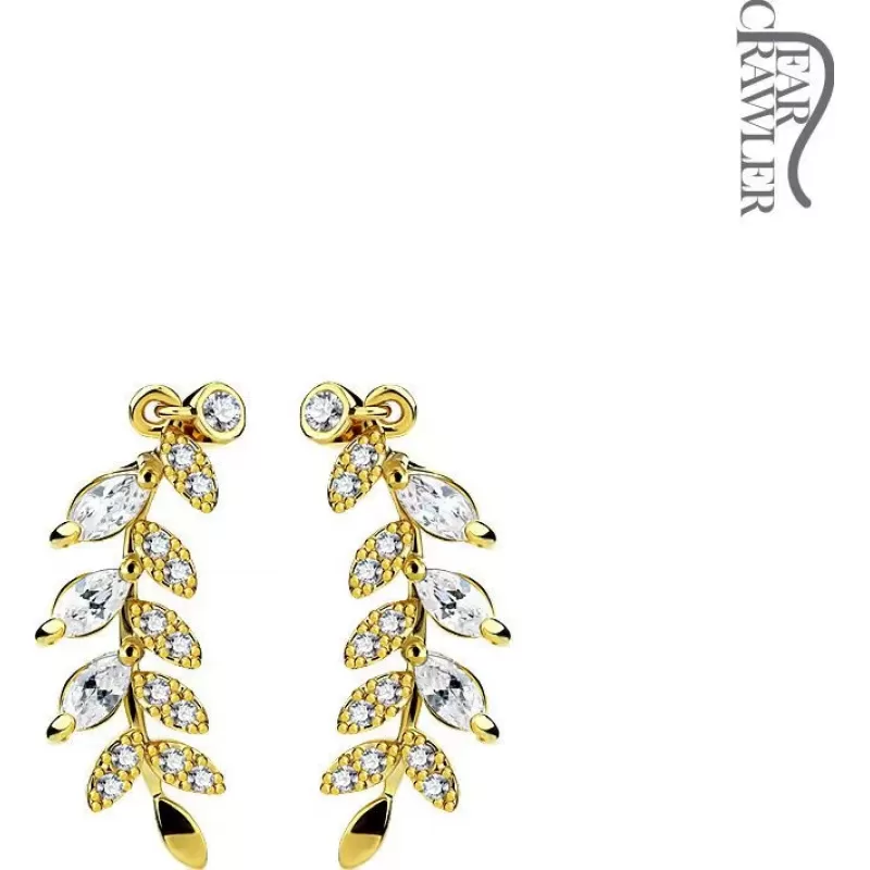 Серьги-зажимы с растительными мотивами TATIC EL-04 и фианитами