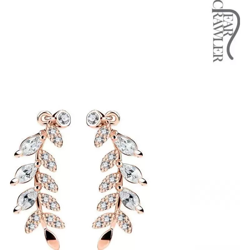 Серьги-зажимы с растительными мотивами TATIC EL-04 и фианитами