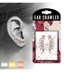 Серьги-зажимы с растительными мотивами TATIC EL-04 и фианитами