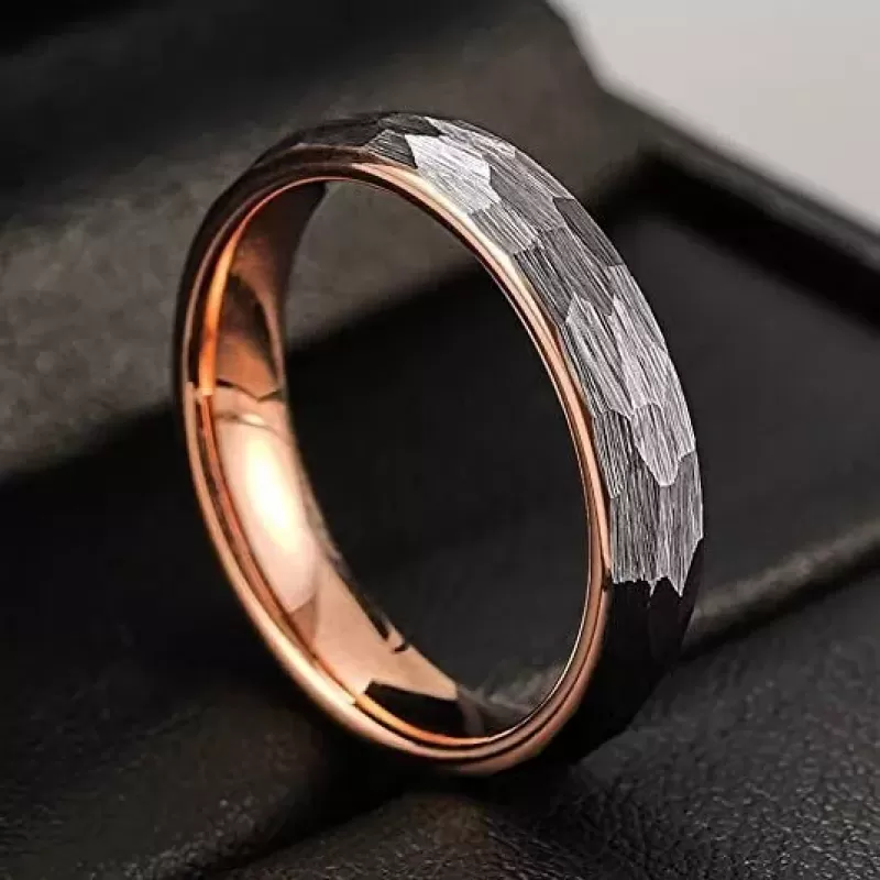 Кольцо из карбида вольфрама INFY R-TG-0065 с неровной граненой поверхностью