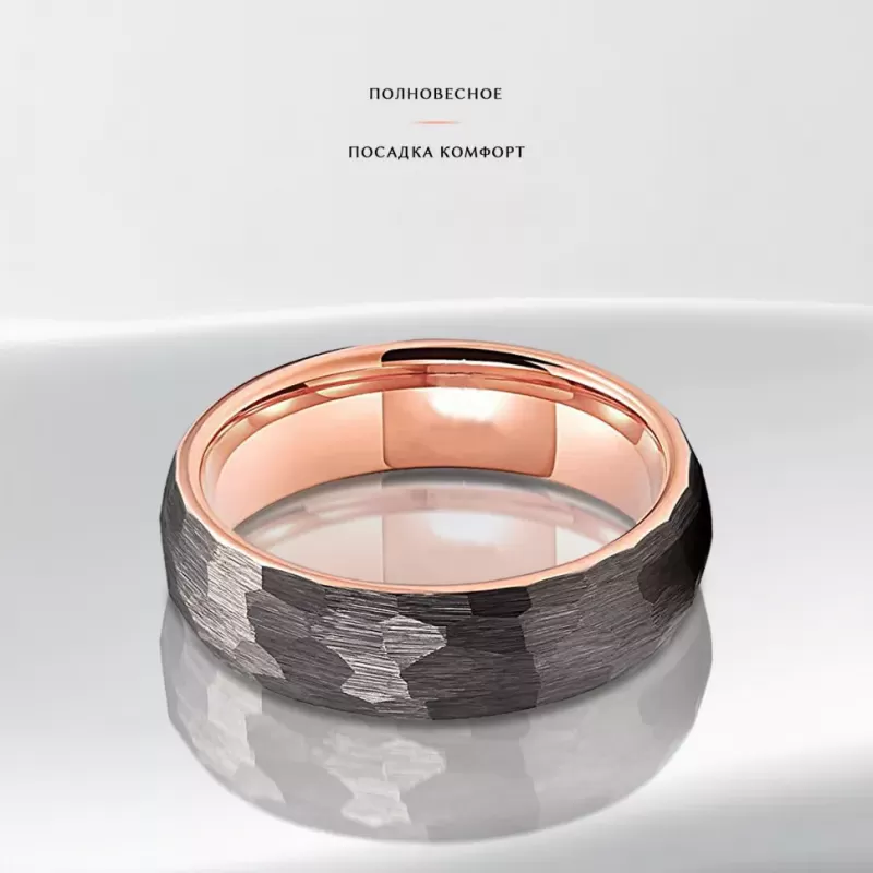 Кольцо из карбида вольфрама INFY R-TG-0065 с неровной граненой поверхностью