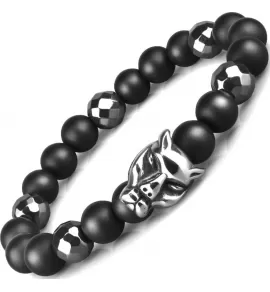 Черный мужской браслет "Пантера" из агата и гематита на резинке Everiot Select LNS-2055