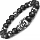 Черный мужской браслет "Пантера" из агата и гематита на резинке Everiot Select LNS-2055