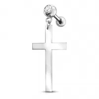 Штанга для пирсинга хеликса, хряща уха PiercedFish JD27-ST, серьга из стали с крестом