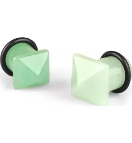 Плаг в ухо "Пирамида" из жадеита PiercedFish PST3-06-00