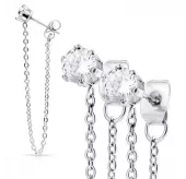 Серьги с цепочкой и цирконом TATIC SE3069-5-ST стальные