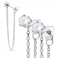 Серьги с цепочкой и цирконом TATIC SE3069-5-ST стальные