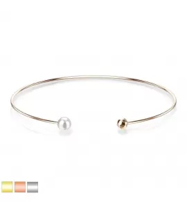 Жесткий браслет-кафф из стали с жемчугом TATIC SSB-0977