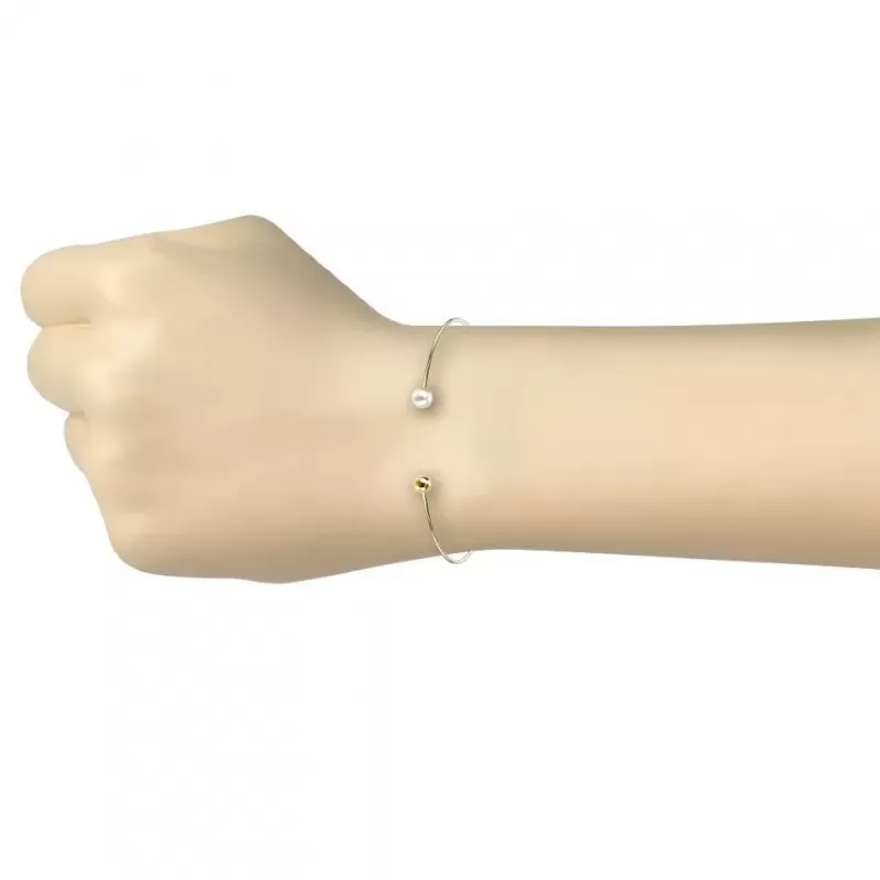 Жесткий браслет-кафф из стали с жемчугом TATIC SSB-0977