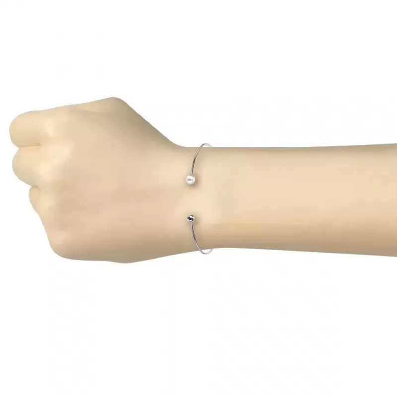 Жесткий браслет-кафф из стали с жемчугом TATIC SSB-0977