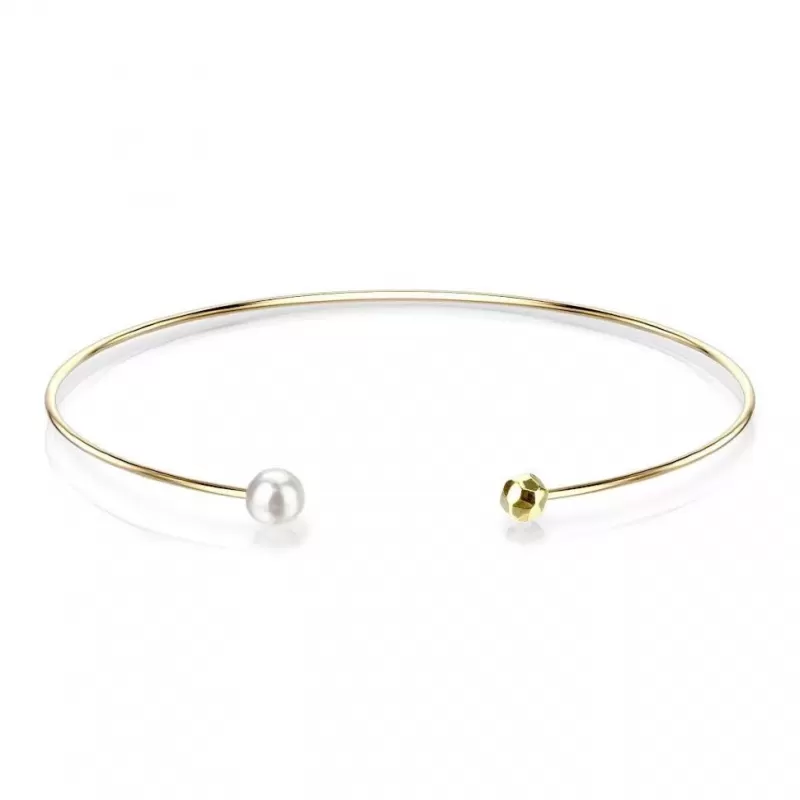 Жесткий браслет-кафф из стали с жемчугом TATIC SSB-0977