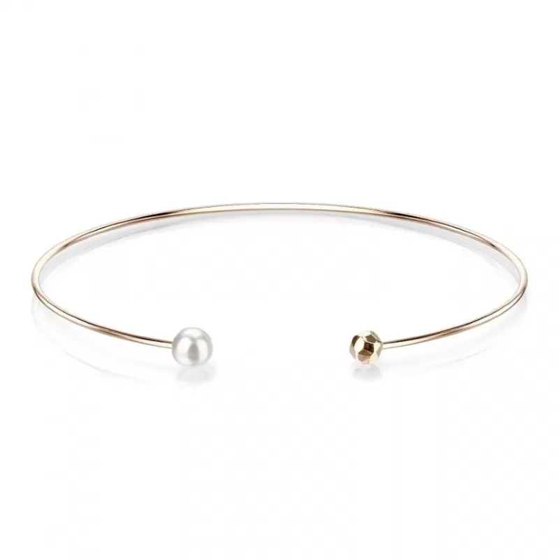 Жесткий браслет-кафф из стали с жемчугом TATIC SSB-0977