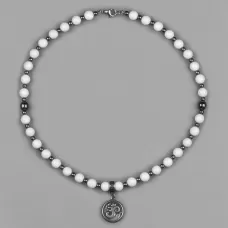 Мужской чокер Everiot Select LNS-3056 из агата и гематита с подвеской "ОМ"