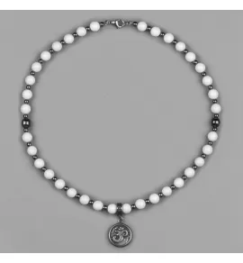 Мужской чокер Everiot Select LNS-3056 из агата и гематита с подвеской "ОМ"