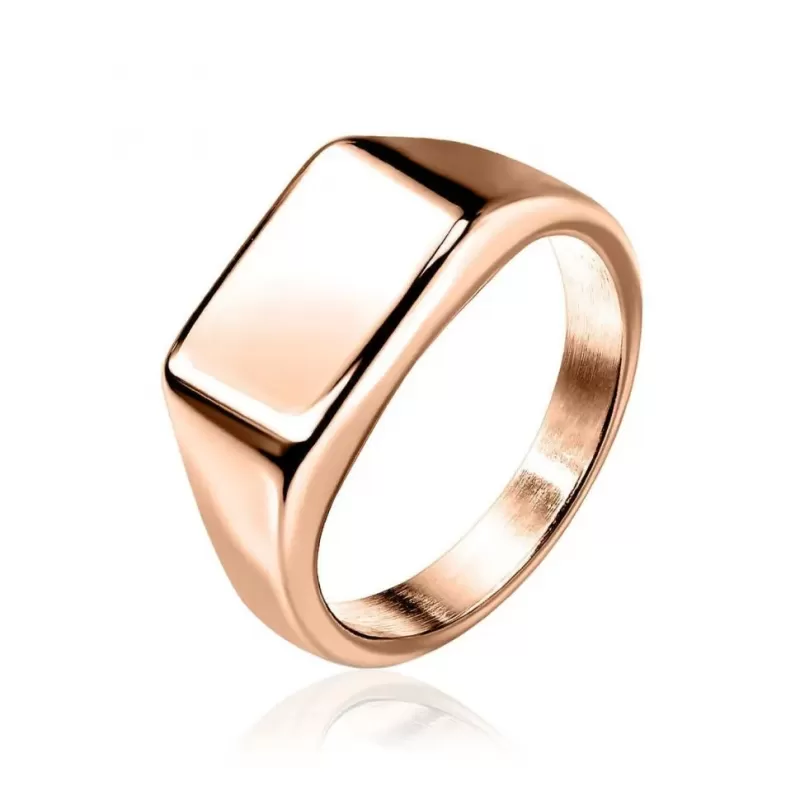 Кольцо-печатка (перстень) 9 мм, 14 мм и 18 мм, TATIC RSS-7684 из стали с площадкой для гравировки надписей, цвет розовое золото