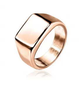 Кольцо-печатка (перстень) 9 мм, 14 мм и 18 мм, TATIC RSS-7684 из стали с площадкой для гравировки надписей, цвет розовое золото
