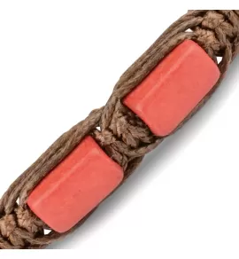 Плетеный браслет в стиле Шамбала Everiot Select LNS-2056 из красных керамических бусин