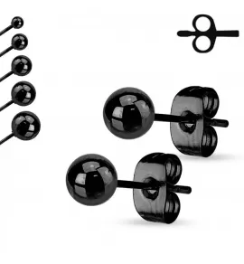 Стальные серьги-гвоздики в форме шариков TATIC SSEB-K от 2 до 7 мм, черные
