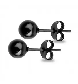 Стальные серьги-гвоздики в форме шариков TATIC SSEB-K от 2 до 7 мм, черные