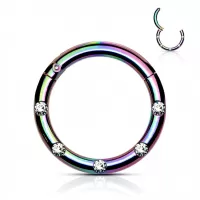 Кольцо кликер из стали с фианитами PiercedFish --RH78-WC серьга для пирсинга септума, хряща уха, брови, носа, губ, пупка (от 8 мм до 10 мм)