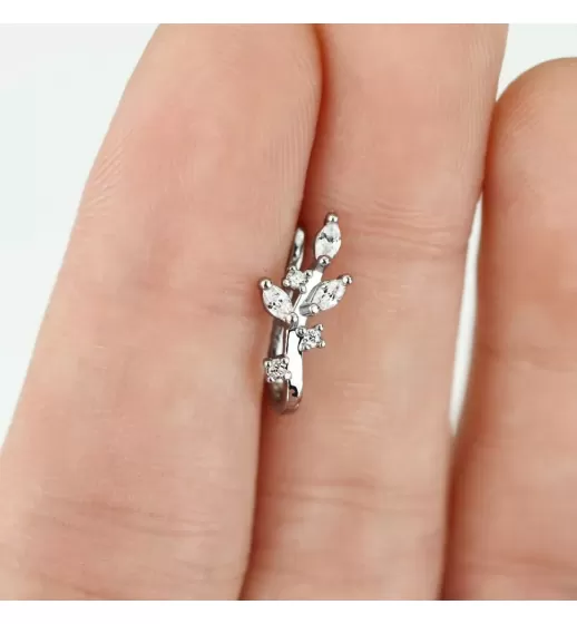 Серьга пирсинг-обманка (клипса) на крыло носа PiercedFish NOCL19 с фианитами