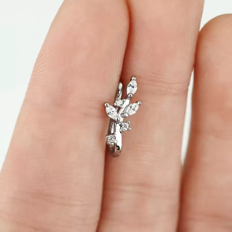 Серьга пирсинг-обманка (клипса) на крыло носа PiercedFish NOCL19 с фианитами