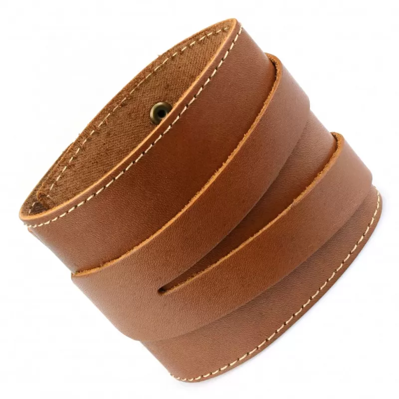 Широкий кожаный браслет на липучке Scappa A-104