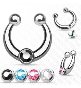 Фейк пирсинг септума (клипса, серьга обманка в нос) PiercedFish SEPRS-22-ST из стали со сменными кристаллами