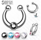 Фейк пирсинг септума (клипса, серьга обманка в нос) PiercedFish SEPRS-22-ST из стали со сменными кристаллами