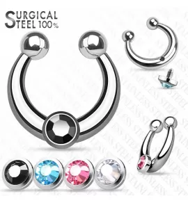 Фейк пирсинг септума (клипса, серьга обманка в нос) PiercedFish SEPRS-22-ST из стали со сменными кристаллами